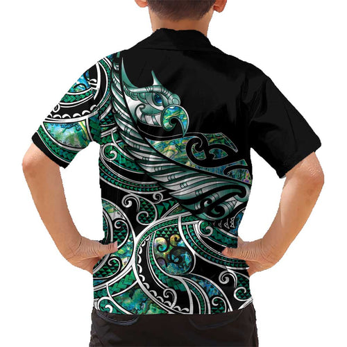 Maori Matariki - Manaia Kid Hawaiian Shirt Emerald Paua Shell