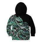 Maori Matariki - Manaia Kid Hoodie Emerald Paua Shell