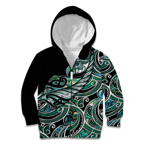 Maori Matariki - Manaia Kid Hoodie Emerald Paua Shell
