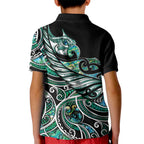 Maori Matariki - Manaia Kid Polo Shirt Emerald Paua Shell