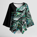 Maori Matariki - Manaia Kimono Sleeve Blouse Emerald Paua Shell