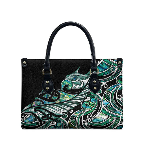 Maori Matariki - Manaia Leather Bag Emerald Paua Shell
