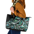 Maori Matariki - Manaia Leather Tote Bag Emerald Paua Shell