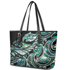 Maori Matariki - Manaia Leather Tote Bag Emerald Paua Shell