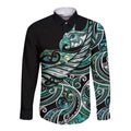 Maori Matariki - Manaia Long Sleeve Button Shirt Emerald Paua Shell