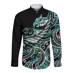Maori Matariki - Manaia Long Sleeve Button Shirt Emerald Paua Shell
