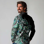 Maori Matariki - Manaia Long Sleeve Polo Shirt Emerald Paua Shell