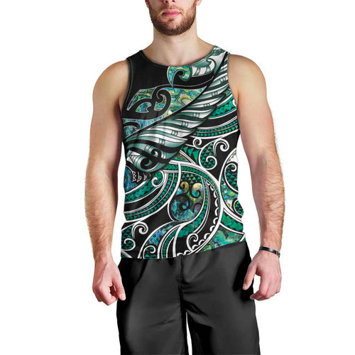 Maori Matariki - Manaia Men Tank Top Emerald Paua Shell