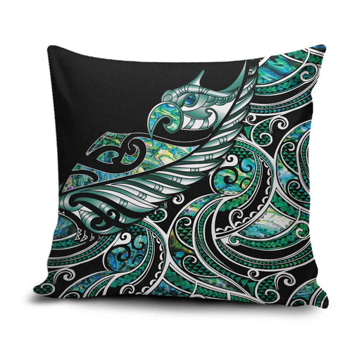 Maori Matariki - Manaia Pillow Cover Emerald Paua Shell
