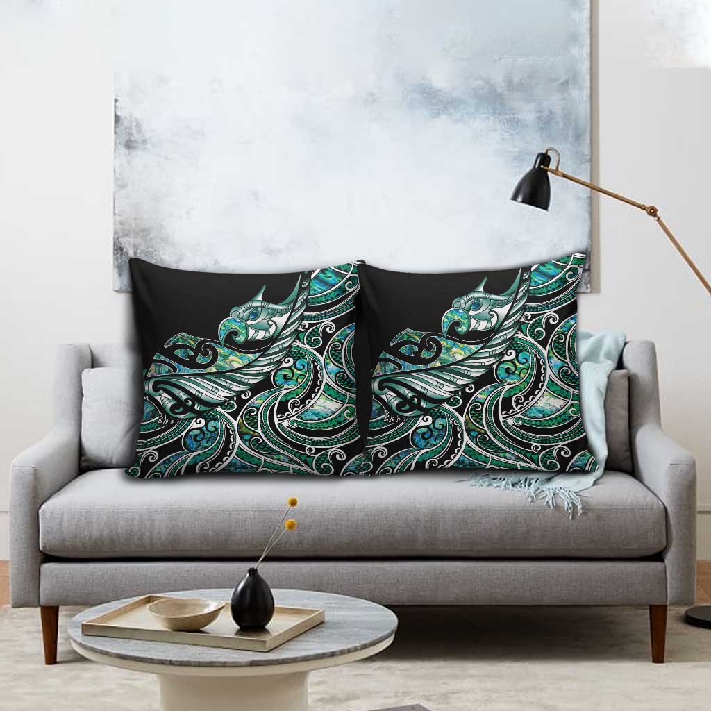 Maori Matariki - Manaia Pillow Cover Emerald Paua Shell