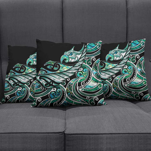 Maori Matariki - Manaia Pillow Cover Emerald Paua Shell