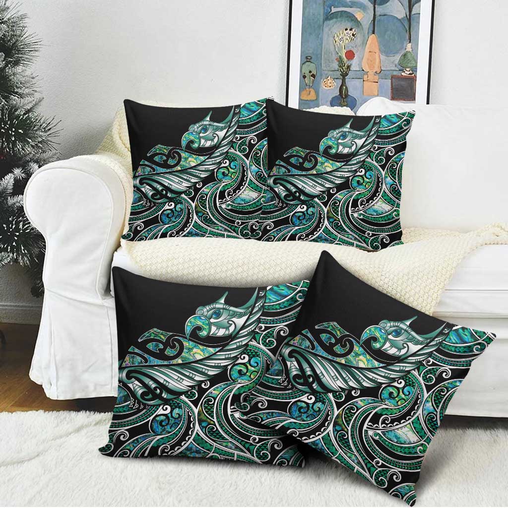 Maori Matariki - Manaia Pillow Cover Emerald Paua Shell