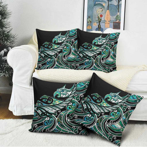 Maori Matariki - Manaia Pillow Cover Emerald Paua Shell