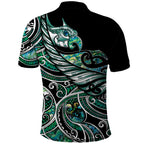 Maori Matariki - Manaia Polo Shirt Emerald Paua Shell