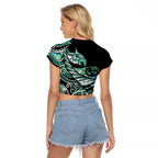Maori Matariki - Manaia Raglan Cropped T Shirt Emerald Paua Shell