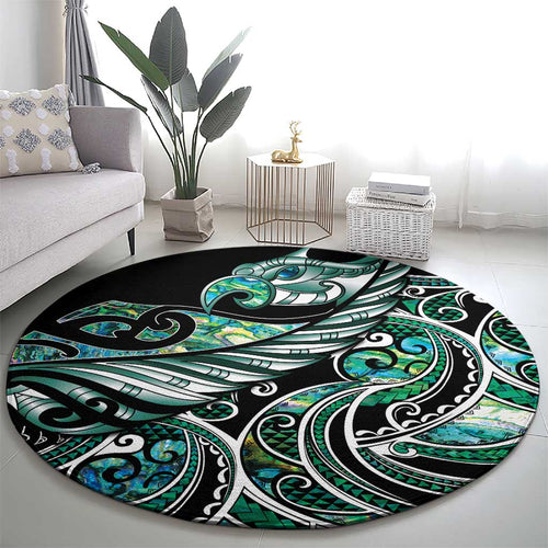 Maori Matariki - Manaia Round Carpet Emerald Paua Shell