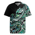 Maori Matariki - Manaia Rugby Jersey Emerald Paua Shell