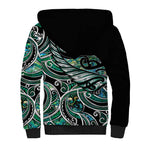 Maori Matariki - Manaia Sherpa Hoodie Emerald Paua Shell