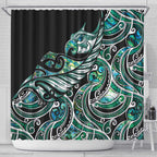 Maori Matariki - Manaia Shower Curtain Emerald Paua Shell