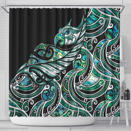 Maori Matariki - Manaia Shower Curtain Emerald Paua Shell