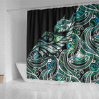 Maori Matariki - Manaia Shower Curtain Emerald Paua Shell