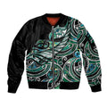 Maori Matariki - Manaia Sleeve Zip Bomber Jacket Emerald Paua Shell