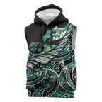 Maori Matariki - Manaia Sleeveless Hoodie Emerald Paua Shell