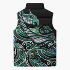 Maori Matariki - Manaia Sleeveless Puffer Jacket Emerald Paua Shell