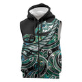 Maori Matariki - Manaia Sleeveless Zip Hoodie Emerald Paua Shell