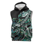 Maori Matariki - Manaia Sleeveless Zip Hoodie Emerald Paua Shell