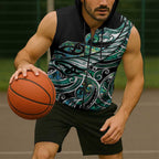 Maori Matariki - Manaia Sleeveless Zip Hoodie Emerald Paua Shell