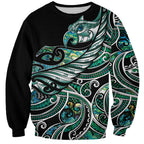 Maori Matariki - Manaia Sweatshirt Emerald Paua Shell