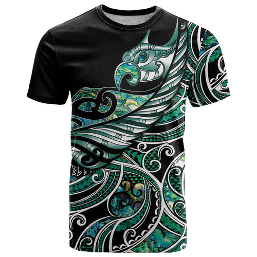 Maori Matariki - Manaia T Shirt Emerald Paua Shell