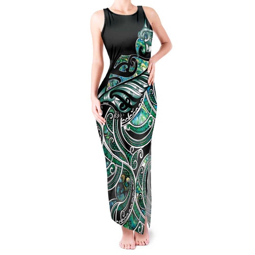Maori Matariki - Manaia Tank Maxi Dress Emerald Paua Shell