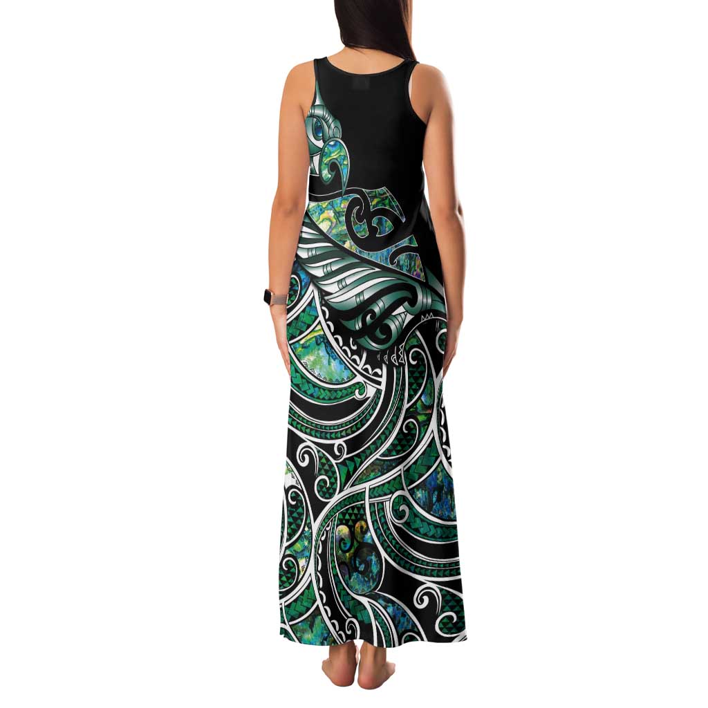 Maori Matariki - Manaia Tank Maxi Dress Emerald Paua Shell