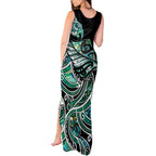 Maori Matariki - Manaia Tank Maxi Dress Emerald Paua Shell