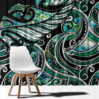Maori Matariki - Manaia Window Curtain Emerald Paua Shell