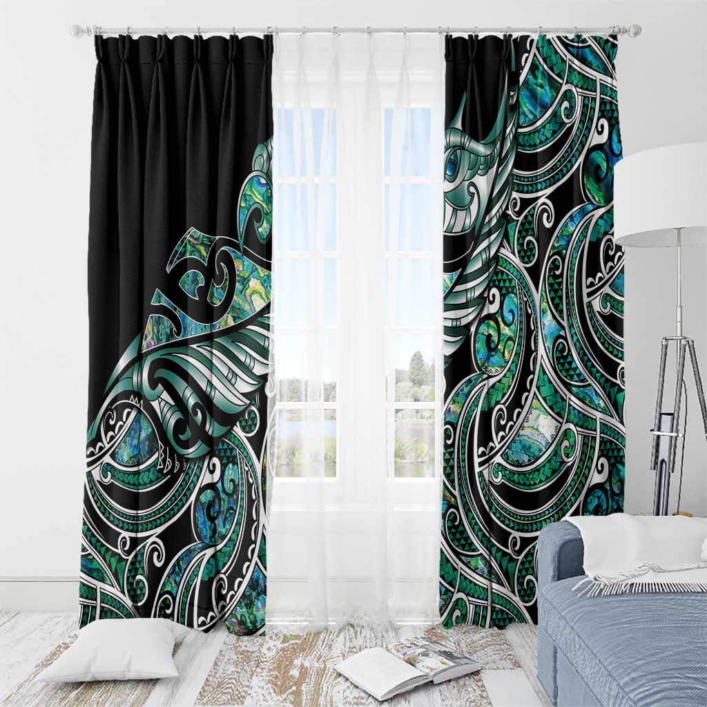Maori Matariki - Manaia Window Curtain Emerald Paua Shell