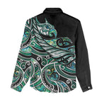 Maori Matariki - Manaia Women Casual Shirt Emerald Paua Shell