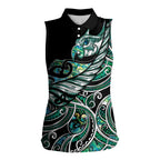 Maori Matariki - Manaia Women Sleeveless Polo Shirt Emerald Paua Shell