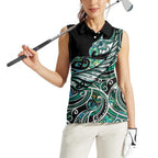 Maori Matariki - Manaia Women Sleeveless Polo Shirt Emerald Paua Shell