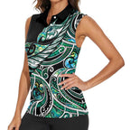 Maori Matariki - Manaia Women Sleeveless Polo Shirt Emerald Paua Shell