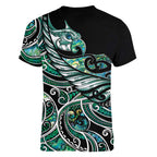 Maori Matariki - Manaia Women V-Neck T-Shirt Emerald Paua Shell