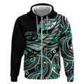 Maori Matariki - Manaia Zip Hoodie Emerald Paua Shell