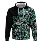 Maori Matariki - Manaia Zip Hoodie Emerald Paua Shell