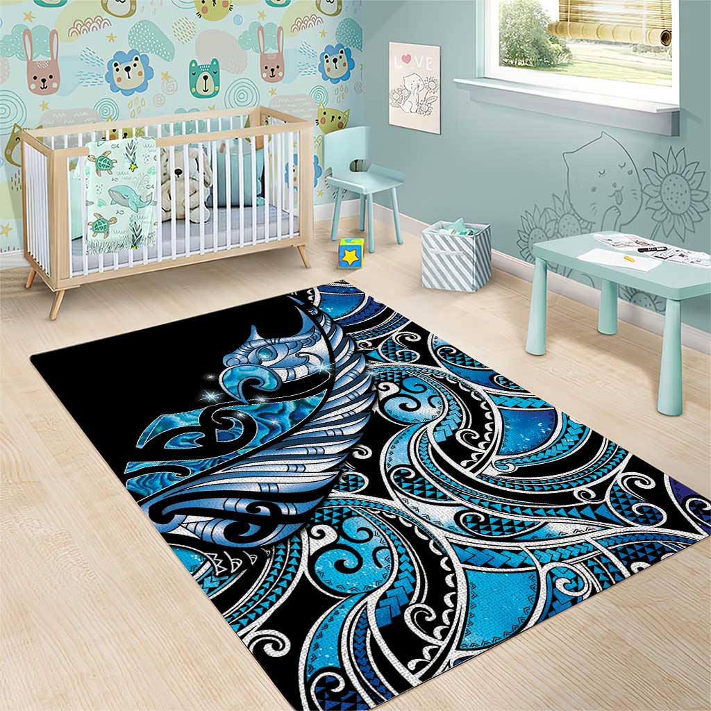 Maori Matariki - Manaia Area Rug Galaxy Blue Paua Shell