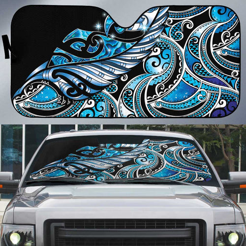 Maori Matariki - Manaia Auto Sun Shade Galaxy Blue Paua Shell