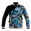 Maori Matariki - Manaia Baseball Jacket Galaxy Blue Paua Shell