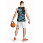 Maori Matariki - Manaia Basketball Jersey Galaxy Blue Paua Shell