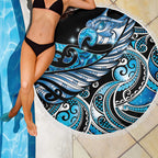 Maori Matariki - Manaia Beach Blanket Galaxy Blue Paua Shell